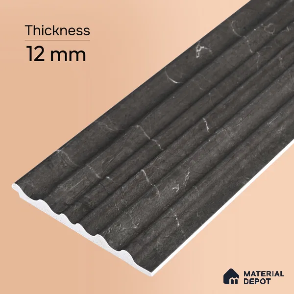 Cappucino Brown Marble Look PN 03542 9.5 ft x 4.7 inch Charcoal Panel - 12 mm | Suitable for Feature Wall, TV Unit & Living Room | Width is Subjected to 5% Variation
