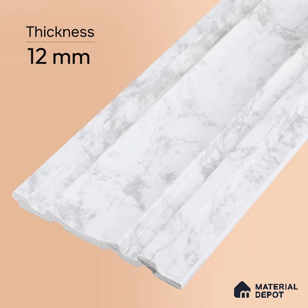 Dove Grey Marble Look PN 03555 9.5 ft x 4.7 inch Charcoal Panel - 12 mm | Suitable for Feature Wall, TV Unit & Living Room | Width is Subjected to 5% Variation