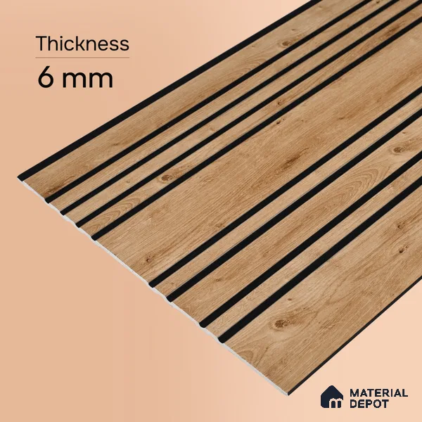 Wooden Look PN 05557 9.5 ft x 12 inch Charcoal Panel - 6 mm | Suitable for Feature Wall, TV Unit & Living Room | Width is Subjected to 5% Variation