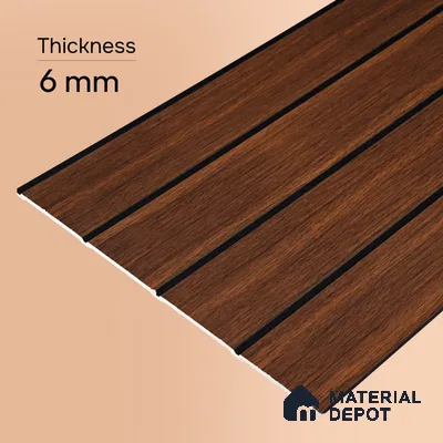 Wooden Look PN 05561 9.5 ft x 12 inch Charcoal Panel - 6 mm | Suitable for Feature Wall, TV Unit & Living Room | Width is Subjected to 5% Variation
