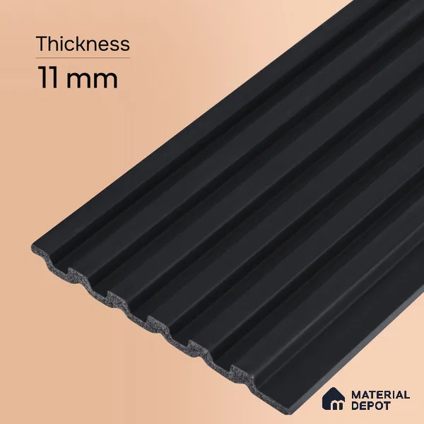 Graphite Black Plain Colour Look PN 05654 8 ft x 4.8 inch Charcoal Panel - 11 mm | Suitable for Feature Wall, TV Unit & Living Room | Width is Subjected to 5% Variation