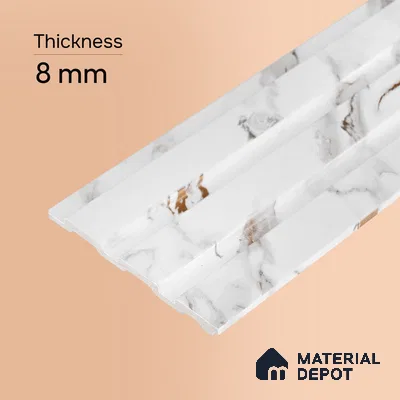 Ivory Pearl Marble Look PN 06086 9.5 ft x 4.6 inch Charcoal Panel - 8 mm | Suitable for Feature Wall, TV Unit & Living Room | Width is Subjected to 5% Variation