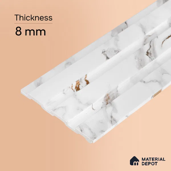 Ivory Pearl Marble Look PN 06086 9.5 ft x 4.6 inch Charcoal Panel - 8 mm | Suitable for Feature Wall, TV Unit & Living Room | Width is Subjected to 5% Variation