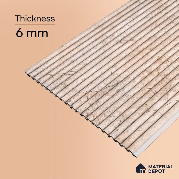 Warm Beige Marble Look PN 06536 8 ft x 3.6 inch Charcoal Panel - 6 mm | Suitable for TV Unit, Living Room & Bedroom | Width is Subjected to 5% Variation