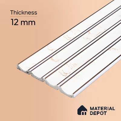 Ivory Beige Marble Look PN 06802 8 ft x 4.9 inch Charcoal Panel - 12 mm | Suitable for Living Room, Bedroom & TV Cabinet | Width is Subjected to 5% Variation