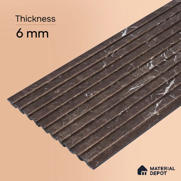 Cappucino Brown Marble Look PN 06897 8 ft x 6 inch Charcoal Panel - 6 mm | Suitable for Living Room, Bedroom & TV Cabinet | Width is Subjected to 5% Variation
