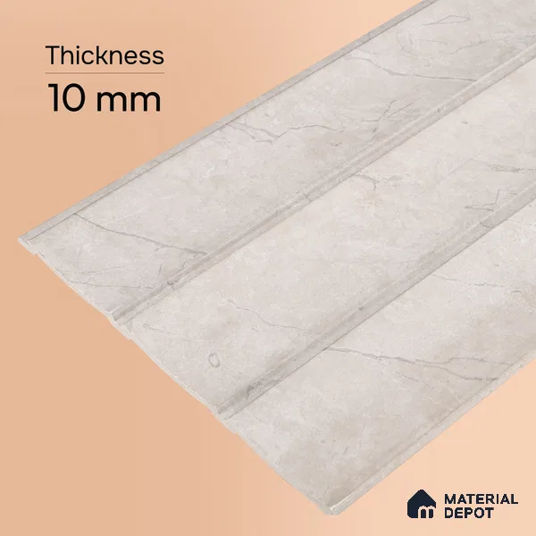 Almond Cream Marble Look PN 07064 9.5 ft x 9.8 inch Charcoal Panel - 10 mm | Suitable for Feature Wall, TV Unit & Living Room | Width is Subjected to 5% Variation