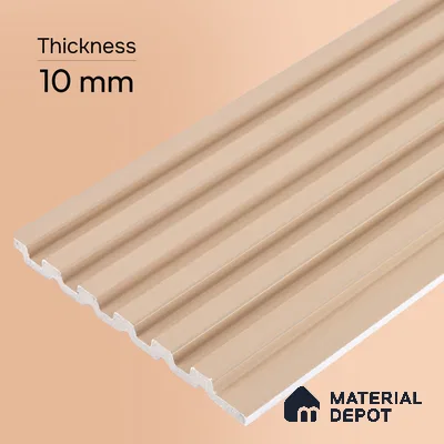 Warm Beige Plain Colour Look PN 07075 9.5 ft x 4.9 inch Charcoal Panel - 10 mm | Suitable for Feature Wall, TV Unit & Living Room | Width is Subjected to 5% Variation