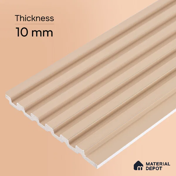 Warm Beige Plain Colour Look PN 07075 9.5 ft x 4.9 inch Charcoal Panel - 10 mm | Suitable for Feature Wall, TV Unit & Living Room | Width is Subjected to 5% Variation