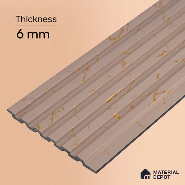 Mocha Brown Marble Look PN 07084 10 ft x 4.9 inch Charcoal Panel - 6 mm | Suitable for Feature Wall, TV Unit & Living Room | Width is Subjected to 5% Variation