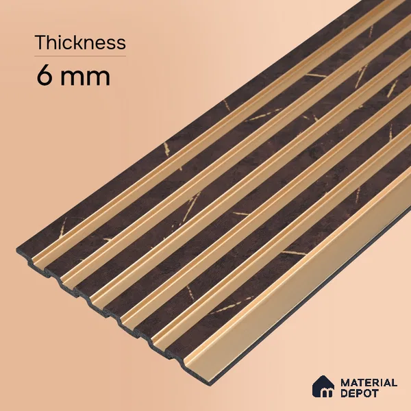 Cappucino Brown Marble Look PN 07086 10 ft x 4.9 inch Charcoal Panel - 6 mm | Suitable for Feature Wall, TV Unit & Living Room | Width is Subjected to 5% Variation