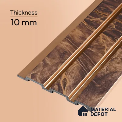 Teak Brown Marble Look PN 07455 8 ft x 4.8 inch PVC Panel - 10 mm | Suitable for Living Room, Bedroom & Office | Width is Subjected to 5% Variation