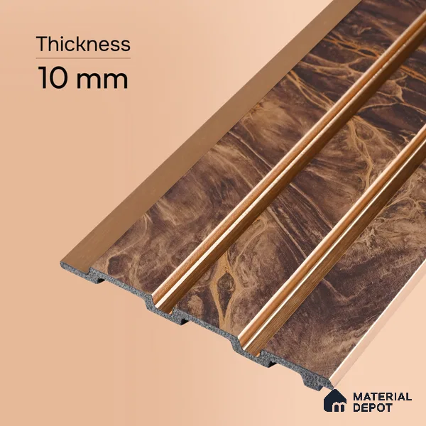 Teak Brown Marble Look PN 07455 8 ft x 4.8 inch PVC Panel - 10 mm | Suitable for Living Room, Bedroom & Office | Width is Subjected to 5% Variation