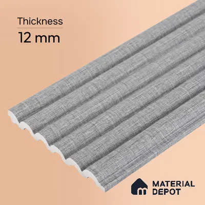Cement Grey Fabric Look PN 07598 9.5 ft x 4.9 inch Charcoal Panel - 12 mm | Suitable for Feature Wall, TV Unit & Living Room | Width is Subjected to 5% Variation