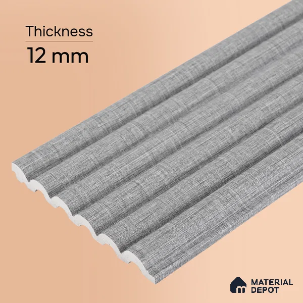 Cement Grey Fabric Look PN 07598 9.5 ft x 4.9 inch Charcoal Panel - 12 mm | Suitable for Feature Wall, TV Unit & Living Room | Width is Subjected to 5% Variation