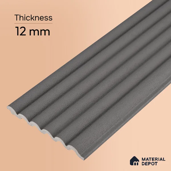 Mid Grey Plain Colour Look PN 07605 9.5 ft x 4.9 inch Charcoal Panel - 12 mm | Suitable for Feature Wall, TV Unit & Living Room | Width is Subjected to 5% Variation