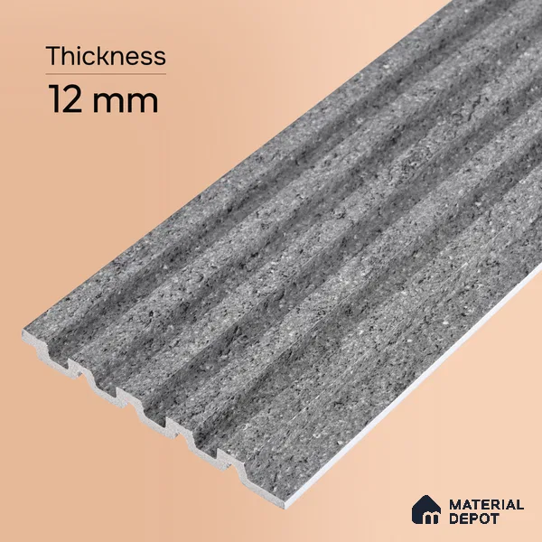 Mist Grey Stone Look PN 07609 9.5 ft x 4.9 inch Charcoal Panel - 12 mm | Suitable for Feature Wall, TV Unit & Living Room | Width is Subjected to 5% Variation