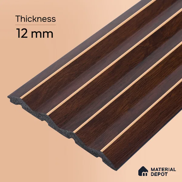 Wooden Look PN 07706 9.1 ft x 4.9 inch Charcoal Panel - 12 mm | Suitable for Living Room, Bedroom & TV Cabinet | Width is Subjected to 5% Variation
