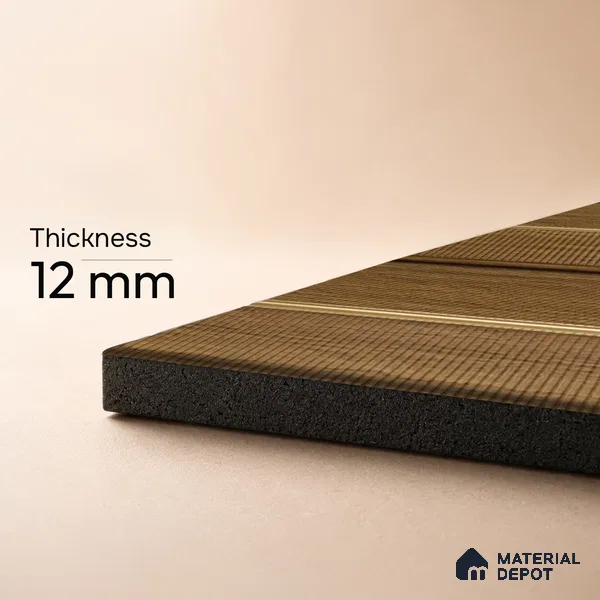 Brown Wooden Louver PN 05270 8 ft x 4.7 inch Charcoal Panel - 12 mm | Suitable for Feature Wall, TV Unit & Living Room | Width is Subjected to 5% Variation