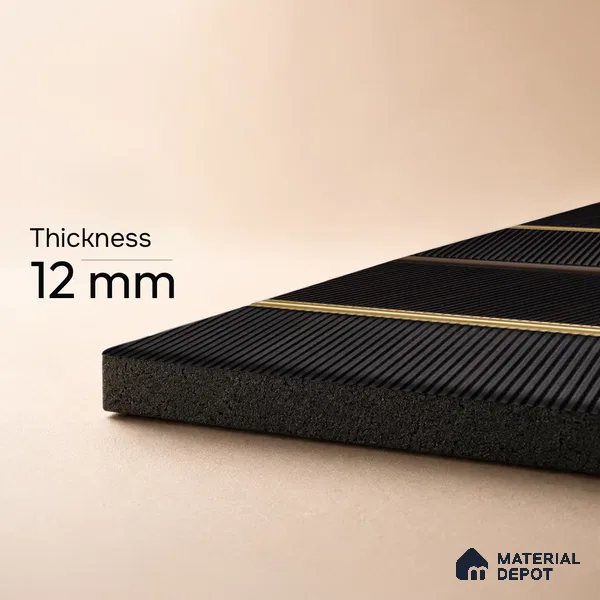 Black Wooden Louver PN 05271 8 ft x 4.7 inch Charcoal Panel - 12 mm | Suitable for Feature Wall, TV Unit & Living Room | Width is Subjected to 5% Variation