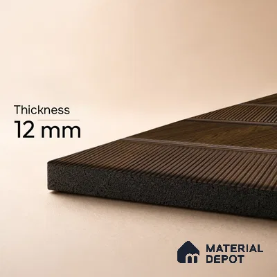 Brown Wooden Louver PN 05272 8 ft x 4.7 inch Charcoal Panel - 12 mm | Suitable for Feature Wall, TV Unit & Living Room | Width is Subjected to 5% Variation
