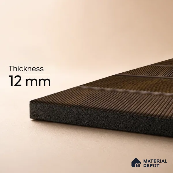 Brown Wooden Louver PN 05272 8 ft x 4.7 inch Charcoal Panel - 12 mm | Suitable for Feature Wall, TV Unit & Living Room | Width is Subjected to 5% Variation