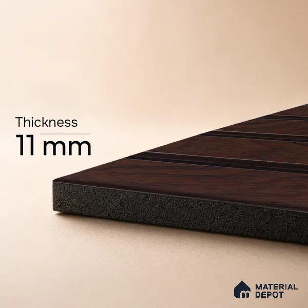 Brown Wooden Louver PN 05278 8 ft x 4.9 inch Charcoal Panel - 11 mm | Suitable for Feature Wall, TV Unit & Living Room | Width is Subjected to 5% Variation