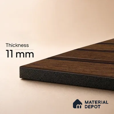 Brown Wooden Louver PN 05279 8 ft x 4.9 inch Charcoal Panel - 11 mm | Suitable for Feature Wall, TV Unit & Living Room | Width is Subjected to 5% Variation