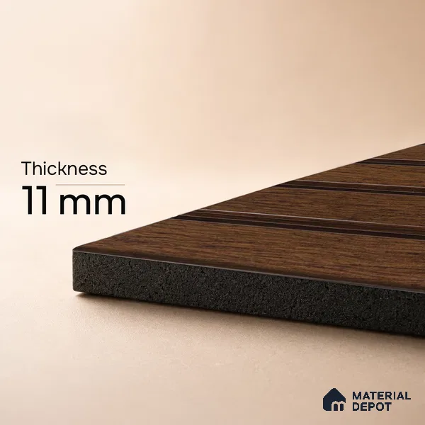 Brown Wooden Louver PN 05279 8 ft x 4.9 inch Charcoal Panel - 11 mm | Suitable for Feature Wall, TV Unit & Living Room | Width is Subjected to 5% Variation