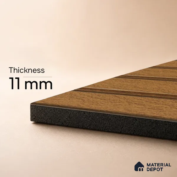 Brown Wooden Louver PN 05282 8 ft x 4.9 inch Charcoal Panel - 11 mm | Suitable for Feature Wall, TV Unit & Living Room | Width is Subjected to 5% Variation