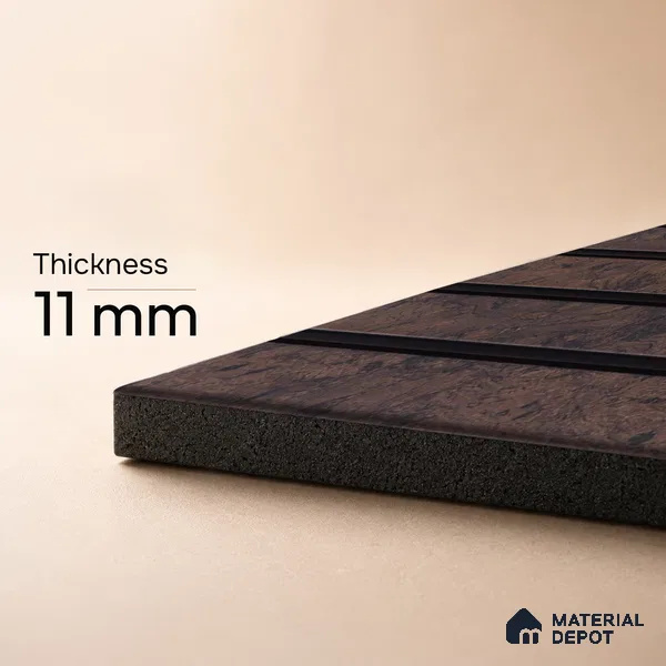 Wenge Wooden Louver PN 05283 8 ft x 4.9 inch Charcoal Panel - 11 mm | Suitable for Feature Wall, TV Unit & Living Room | Width is Subjected to 5% Variation