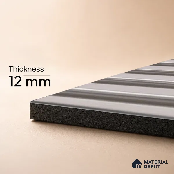 Cream Plain Colour Louver PN 05287 8 ft x 4.8 inch Charcoal Panel - 12 mm | Suitable for Feature Wall, TV Unit & Living Room | Width is Subjected to 5% Variation