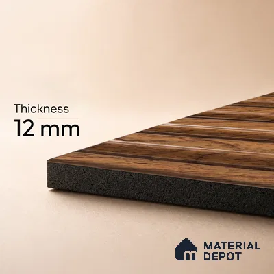 Brown Wooden Louver PN 05288 8 ft x 4.8 inch Charcoal Panel - 12 mm | Suitable for Feature Wall, TV Unit & Living Room | Width is Subjected to 5% Variation