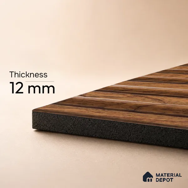 Brown Wooden Louver PN 05288 8 ft x 4.8 inch Charcoal Panel - 12 mm | Suitable for Feature Wall, TV Unit & Living Room | Width is Subjected to 5% Variation