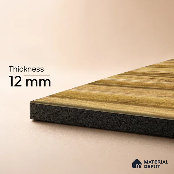 Brown Wooden Louver PN 05289 8 ft x 4.8 inch Charcoal Panel - 12 mm | Suitable for Feature Wall, TV Unit & Living Room | Width is Subjected to 5% Variation