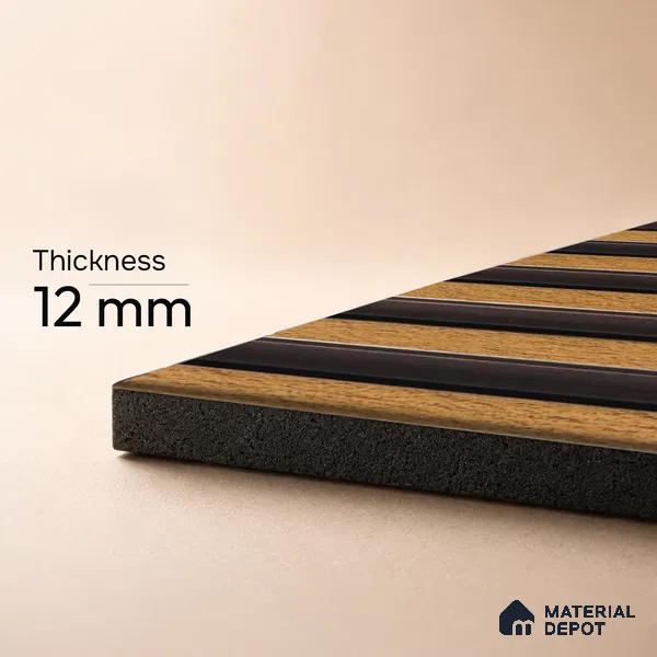 Brown Wooden Louver PN 05293 8 ft x 4.8 inch Charcoal Panel - 12 mm | Suitable for Feature Wall, TV Unit & Living Room | Width is Subjected to 5% Variation