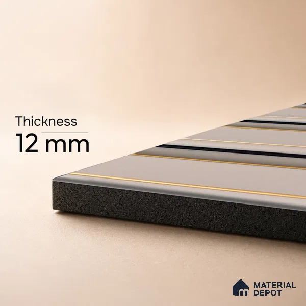 Beige Plain Colour Louver PN 05301 8 ft x 4.9 inch Charcoal Panel - 12 mm | Suitable for Feature Wall, TV Unit & Living Room | Width is Subjected to 5% Variation
