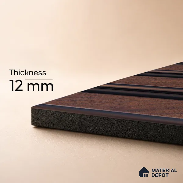 Brown Wooden Louver PN 05303 8 ft x 4.9 inch Charcoal Panel - 12 mm | Suitable for Feature Wall, TV Unit & Living Room | Width is Subjected to 5% Variation