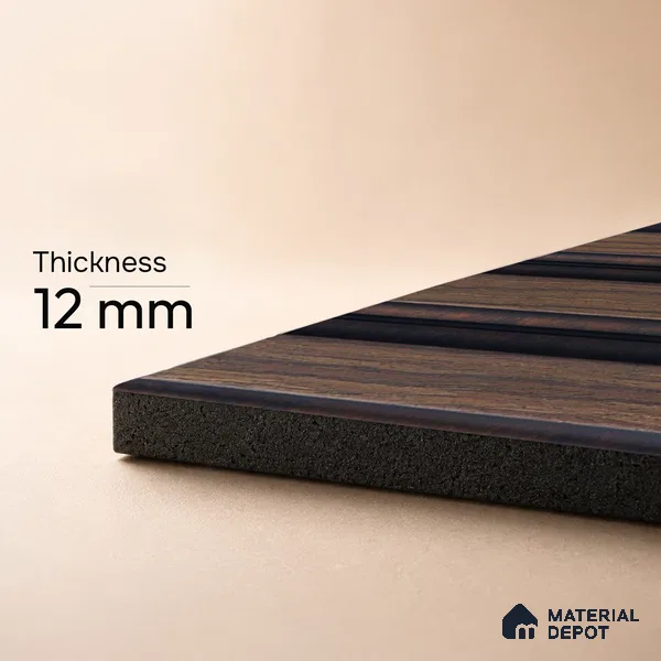 Brown Wooden Louver PN 05304 8 ft x 4.9 inch Charcoal Panel - 12 mm | Suitable for Feature Wall, TV Unit & Living Room | Width is Subjected to 5% Variation