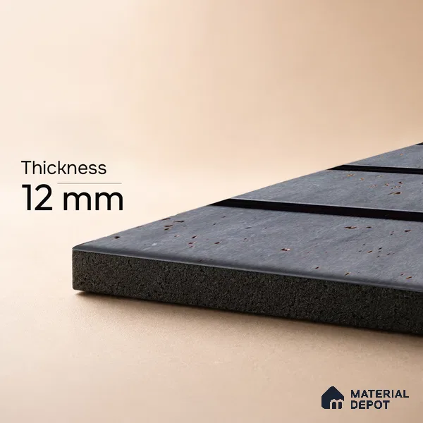 Grey Stone Louver PN 05307 8 ft x 4.8 inch Charcoal Panel - 12 mm | Suitable for Feature Wall, TV Unit & Living Room | Width is Subjected to 5% Variation