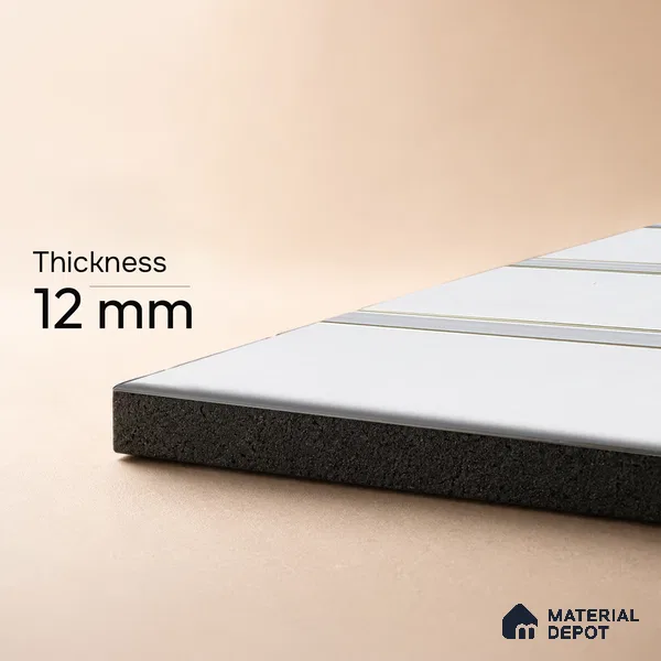 White Plain Colour Louver PN 05310 8 ft x 4.8 inch Charcoal Panel - 12 mm | Suitable for Feature Wall, TV Unit & Living Room | Width is Subjected to 5% Variation