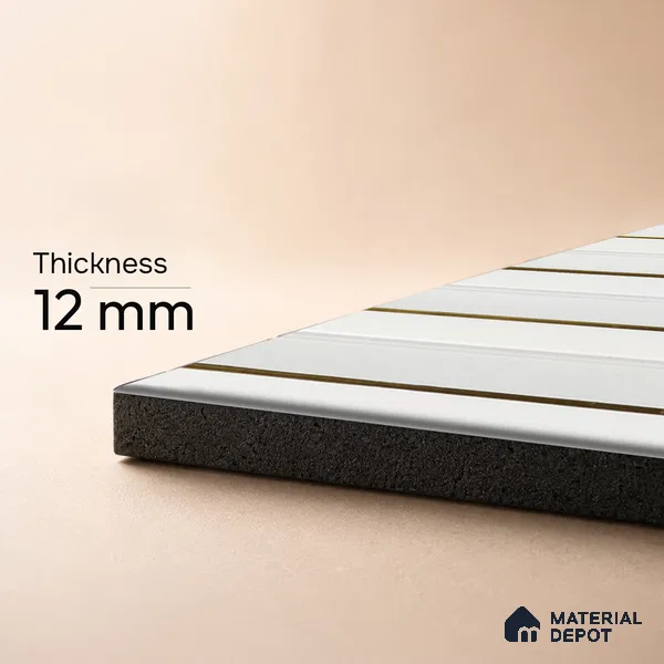 White Plain Colour Louver PN 05312 8 ft x 4.7 inch Charcoal Panel - 12 mm | Suitable for Feature Wall, TV Unit & Living Room | Width is Subjected to 5% Variation