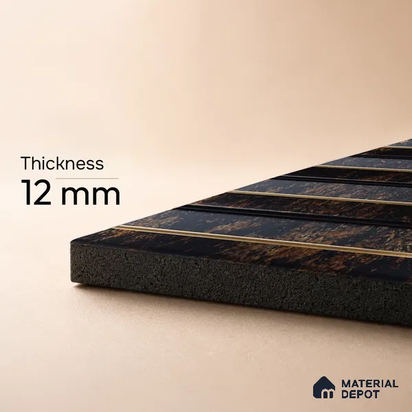 Wenge Marble Louver PN 05313 8 ft x 4.7 inch Charcoal Panel - 12 mm | Suitable for Feature Wall, TV Unit & Living Room | Width is Subjected to 5% Variation