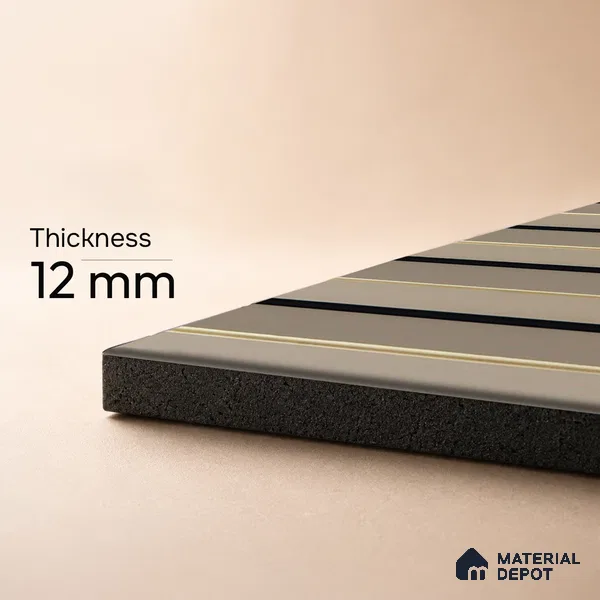 Beige Plain Colour Louver PN 05315 8 ft x 4.7 inch Charcoal Panel - 12 mm | Suitable for Feature Wall, TV Unit & Living Room | Width is Subjected to 5% Variation