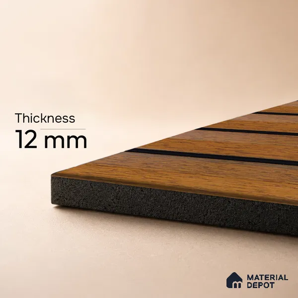 Brown Wooden Louver PN 05316 (4711) 8 ft x 4.7 inch Charcoal Panel - 12 mm | Suitable for Feature Wall, TV Unit & Living Room | Width is Subjected to 5% Variation