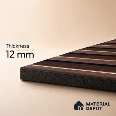 Brown Wooden Louver PN 05317 8 ft x 4.7 inch Charcoal Panel - 12 mm | Suitable for Feature Wall, TV Unit & Living Room | Width is Subjected to 5% Variation