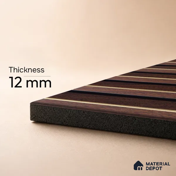 Brown Wooden Louver PN 05317 8 ft x 4.7 inch Charcoal Panel - 12 mm | Suitable for Feature Wall, TV Unit & Living Room | Width is Subjected to 5% Variation