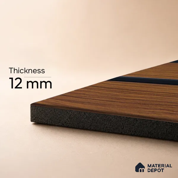 Brown Wooden Louver PN 05318 8 ft x 4.7 inch Charcoal Panel - 12 mm | Suitable for Feature Wall, TV Unit & Living Room | Width is Subjected to 5% Variation