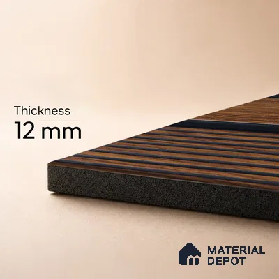 Brown Wooden Louver PN 05319 8 ft x 4.7 inch Charcoal Panel - 12 mm | Suitable for Feature Wall, TV Unit & Living Room | Width is Subjected to 5% Variation