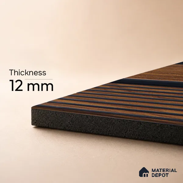 Brown Wooden Louver PN 05319 8 ft x 4.7 inch Charcoal Panel - 12 mm | Suitable for Feature Wall, TV Unit & Living Room | Width is Subjected to 5% Variation